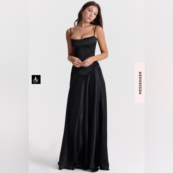 House of CB; ANABELLA BLACK LACE UP MAXI DRESS - Picture 4 of 6